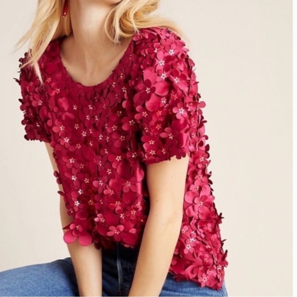 Varun Bahl Anthropologie 3D "Rosemarie" Floral Blouse